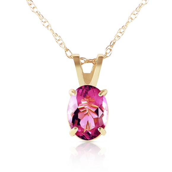 GOLD NECKLACE WITH NATURAL PINK TOPAZ - Picture 3 of 7